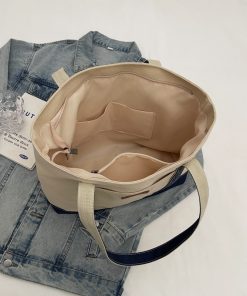 Japanese Harajuku Large-Capacity Canvas Tote Bag for Women, 2025 Simple Design for College, Class, and Commuting