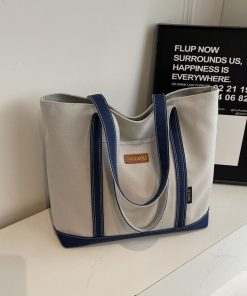 Japanese Harajuku Large-Capacity Canvas Tote Bag for Women, 2025 Simple Design for College, Class, and Commuting