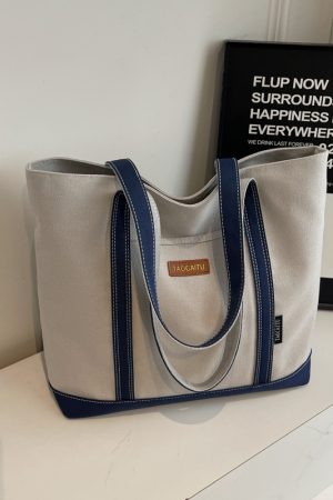 Japanese Harajuku Large-Capacity Canvas Tote Bag for Women, 2025 Simple Design for College, Class, and Commuting