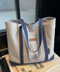 Japanese Harajuku Large-Capacity Canvas Tote Bag for Women, 2025 Simple Design for College, Class, and Commuting