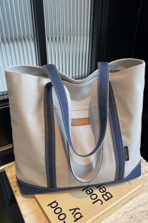 Japanese Harajuku Large-Capacity Canvas Tote Bag for Women, 2025 Simple Design for College, Class, and Commuting