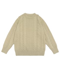 Japanese Retro Solid Color Twisted Round Neck Pullover Sweater for Couples - Unisex Winter College Style Loose Knit Top