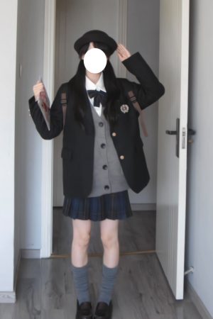 Japanese School Style Mid-Length Blazer with Pleated Skirt Set - Women's Pudding Bear Inspired JK Uniform for Early Autumn