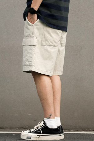 Japanese-style Cargo Shorts for Men and Women - Functional Loose Straight Five-Point Shorts with Large Pockets for Summer High Street Fashion