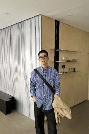 Japanese Style Casual Blue Striped Shirt for Men - High-End City Boy Fashion Top, Spring 90s Inspired Design