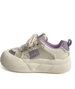 Japanese-Style Cute Big-Headed Bread Shoes for Women - 2025 Spring Versatile Thick-Soled Height-Increasing White Sneakers