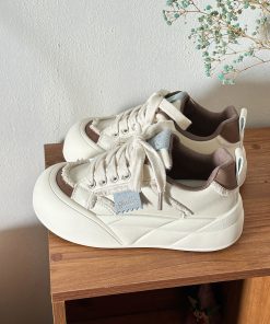 Japanese-Style Cute Big-Headed Bread Shoes for Women - 2025 Spring Versatile Thick-Soled Height-Increasing White Sneakers