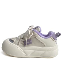 Japanese-Style Cute Big-Headed Bread Shoes for Women - 2025 Spring Versatile Thick-Soled Height-Increasing White Sneakers