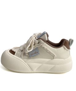 Japanese-Style Cute Big-Headed Bread Shoes for Women - 2025 Spring Versatile Thick-Soled Height-Increasing White Sneakers