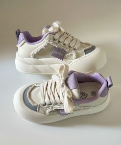 Japanese-Style Cute Big-Headed Bread Shoes for Women - 2025 Spring Versatile Thick-Soled Height-Increasing White Sneakers