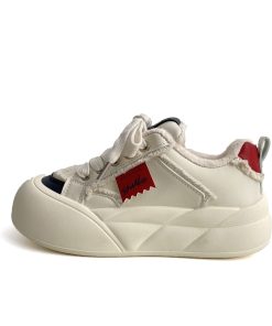 Japanese-Style Cute Big-Headed Bread Shoes for Women - 2025 Spring Versatile Thick-Soled Height-Increasing White Sneakers