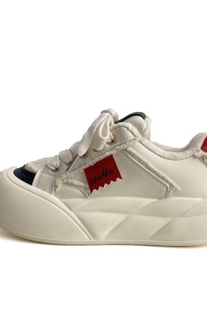 Japanese-Style Cute Big-Headed Bread Shoes for Women - 2025 Spring Versatile Thick-Soled Height-Increasing White Sneakers