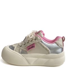 Japanese-Style Cute Big-Headed Bread Shoes for Women - 2025 Spring Versatile Thick-Soled Height-Increasing White Sneakers