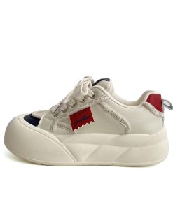 Japanese-Style Cute Big-Headed Bread Shoes for Women - 2025 Spring Versatile Thick-Soled Height-Increasing White Sneakers