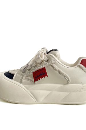 Japanese-Style Cute Big-Headed Bread Shoes for Women - 2025 Spring Versatile Thick-Soled Height-Increasing White Sneakers