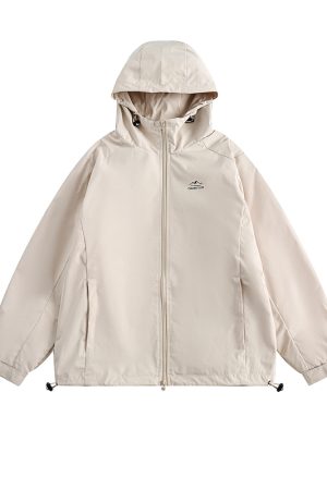 Japanese-Style Hooded Waterproof Jacket for Men & Women, Retro Loose-Fit Outdoor Coat for Spring & Autumn City Style