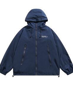 Japanese Style Hooded Windbreaker Jacket for Men and Women, Embroidered Loose-Fit Cardigan for Spring and Autumn, Urban Aesthetic