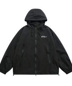 Japanese Style Hooded Windbreaker Jacket for Men and Women, Embroidered Loose-Fit Cardigan for Spring and Autumn, Urban Aesthetic