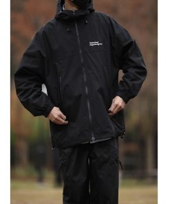 Japanese Style Hooded Windbreaker Jacket for Men and Women, Embroidered Loose-Fit Cardigan for Spring and Autumn, Urban Aesthetic