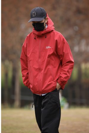 Japanese Style Hooded Windbreaker Jacket for Men and Women, Embroidered Loose-Fit Cardigan for Spring and Autumn, Urban Aesthetic