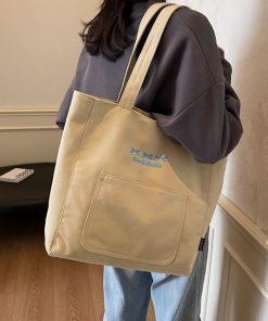 Japanese-Style Large Capacity Canvas Tote Bag for Women - 2025 Shoulder Bag for Students and Early Morning Commutes