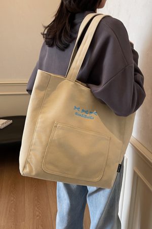 Japanese-Style Large Capacity Canvas Tote Bag for Women - 2025 Shoulder Bag for Students and Early Morning Commutes