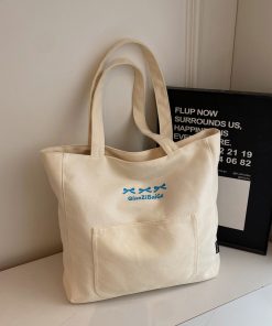 Japanese-Style Large Capacity Canvas Tote Bag for Women - 2025 Shoulder Bag for Students and Early Morning Commutes