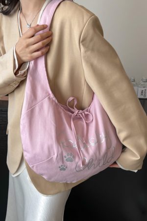 Japanese-Style Large Capacity Canvas Tote Bag for Women, 2025 Spring/Summer Bow Crossbody Shoulder Bag