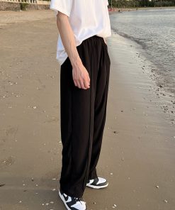 Japanese-Style Minimalist Straight Loose Long Pants for Men - Summer Lightweight Versatile Casual Trousers