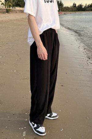 Japanese-Style Minimalist Straight Loose Long Pants for Men - Summer Lightweight Versatile Casual Trousers