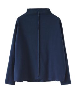 Japanese-Style Pearl Cotton Pullover Sweatshirt Dress - Slimming Half-High Collar, Loose Fit, Youthful Fashion for a Chic Look