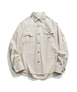 Japanese-Style Retro City Boy Workwear Long Sleeve Shirt - Unisex Loose Casual Pure Cotton Jacket for Spring & Autumn