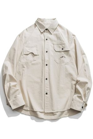 Japanese-Style Retro City Boy Workwear Long Sleeve Shirt - Unisex Loose Casual Pure Cotton Jacket for Spring & Autumn