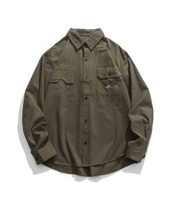Japanese-Style Retro City Boy Workwear Long Sleeve Shirt - Unisex Loose Casual Pure Cotton Jacket for Spring & Autumn