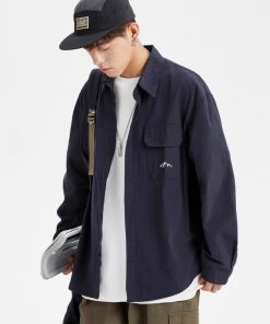 Japanese-Style Retro City Boy Workwear Long Sleeve Shirt - Unisex Loose Casual Pure Cotton Jacket for Spring & Autumn