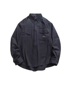Japanese-Style Retro City Boy Workwear Long Sleeve Shirt - Unisex Loose Casual Pure Cotton Jacket for Spring & Autumn