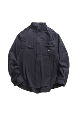 Japanese-Style Retro City Boy Workwear Long Sleeve Shirt - Unisex Loose Casual Pure Cotton Jacket for Spring & Autumn