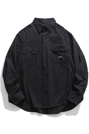 Japanese-Style Retro City Boy Workwear Long Sleeve Shirt - Unisex Loose Casual Pure Cotton Jacket for Spring & Autumn