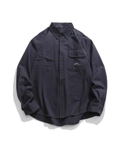 Japanese-Style Retro City Boy Workwear Long Sleeve Shirt - Unisex Loose Casual Pure Cotton Jacket for Spring & Autumn