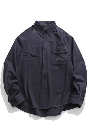 Japanese-Style Retro City Boy Workwear Long Sleeve Shirt - Unisex Loose Casual Pure Cotton Jacket for Spring & Autumn