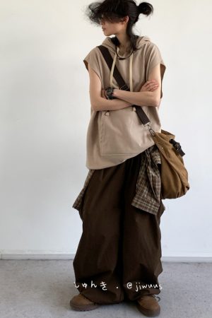 Japanese-Style Retro College Plain Tank Top for Men and Women, Loose Casual Summer Sleeveless Hoodie, Y2K Fashion