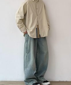 Japanese-Style Retro Color-Blocked Long Sleeve Shirt for Men and Women, Loose-Fitting Casual College Jacket for Spring and Autumn