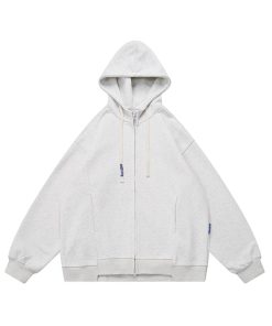 Japanese-Style Retro Hoodie Sweatshirt for Men and Women - Loose Solid Color Couple Cardigan Jacket for Spring Autumn Streetwear