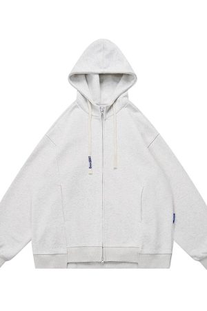Japanese-Style Retro Hoodie Sweatshirt for Men and Women - Loose Solid Color Couple Cardigan Jacket for Spring Autumn Streetwear