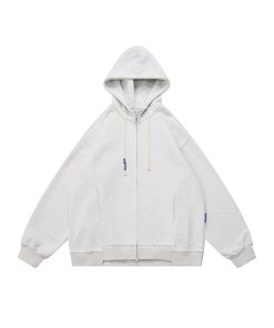 Japanese-Style Retro Hoodie Sweatshirt for Men and Women - Loose Solid Color Couple Cardigan Jacket for Spring Autumn Streetwear