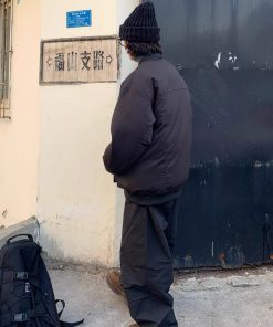 Japanese-Style Retro Minimalist Loose Baseball Jacket - Unisex Cotton Coat for Winter, Versatile Casual Flight Jacket