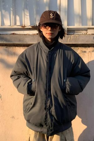 Japanese-Style Retro Minimalist Loose Baseball Jacket - Unisex Cotton Coat for Winter, Versatile Casual Flight Jacket