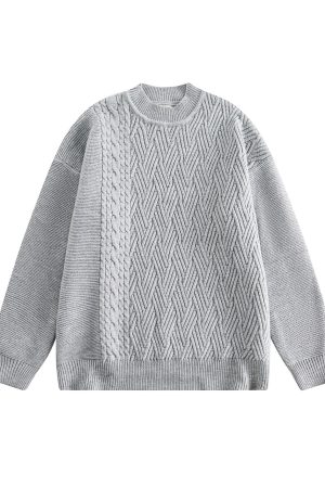 Japanese-Style Retro Minimalist Solid Color Round Neck Sweater for Men and Women - Autumn Winter Loose Knitwear Couple Trend