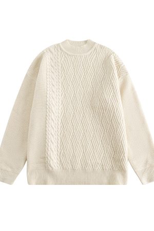 Japanese-Style Retro Minimalist Solid Color Round Neck Sweater for Men and Women - Autumn Winter Loose Knitwear Couple Trend