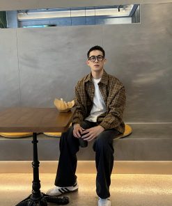 Japanese-Style Retro Plaid Workwear Shirt Jacket for Men and Women - Thick Long Sleeve, Minimalist Casual, Autumn Winter College Trend